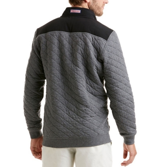 Vineyard Vines Quilted Shep Shirt Pullover 3/4 Zip Gray and Black Size S Vineyar - Picture 3 of 16
